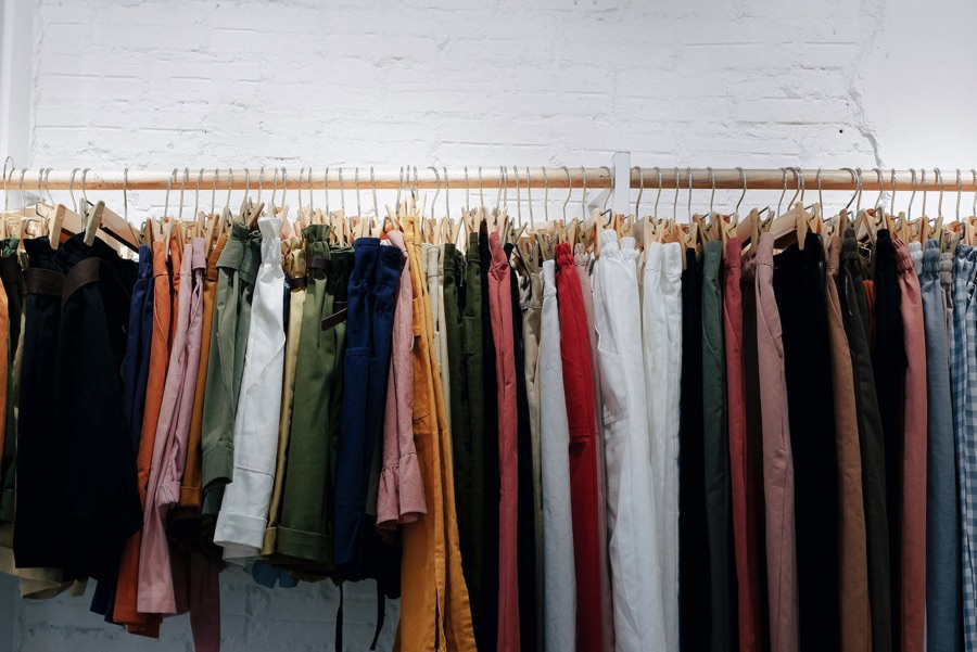 Clothes hanging on a rack